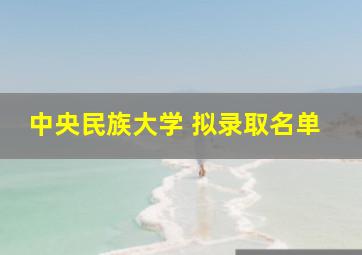 中央民族大学 拟录取名单